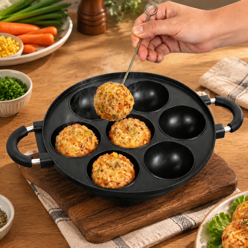 Mini Pancake Griddle - قالب ألومنيوم بـ 7 تجاويف لصنع